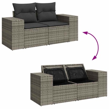 Set mobilier grădină cu perne, 6 piese, gri, poliratan - Img 6