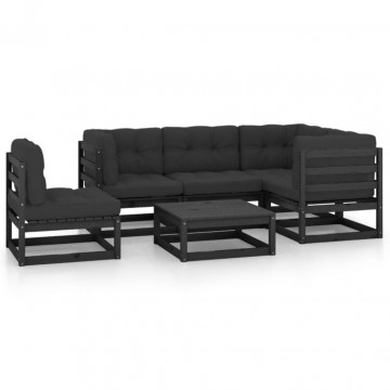 Set mobilier grădină cu perne, 6 piese, lemn masiv pin - Img 2
