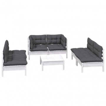 Set mobilier grădină cu perne, 7 piese, lemn masiv de pin - Img 3