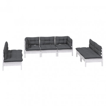 Set mobilier grădină cu perne, 7 piese, lemn masiv de pin - Img 3