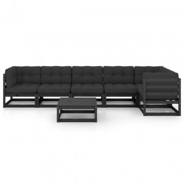 Set mobilier grădină cu perne, 7 piese, lemn masiv pin - Img 3