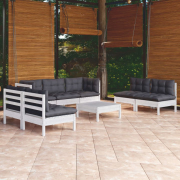 Set mobilier grădină cu perne, 8 piese, lemn masiv pin - Img 1