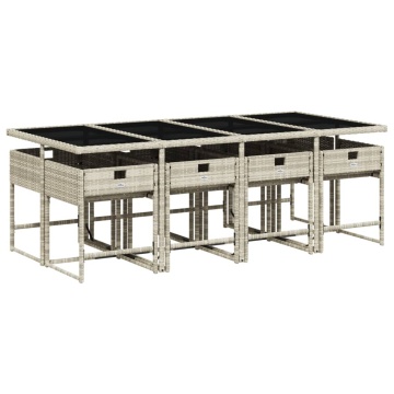 Set mobilier grădină cu perne, 9 piese, gri deschis, poliratan - Img 3