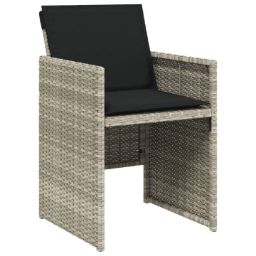 Set mobilier grădină cu perne, 9 piese, gri deschis, poliratan - Img 4