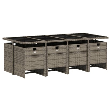 Set mobilier grădină cu perne, 9 piese, gri, poliratan - Img 3