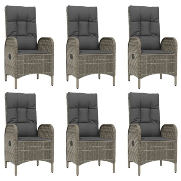 Set mobilier grădină cu perne, 9 piese, gri, poliratan - Img 4