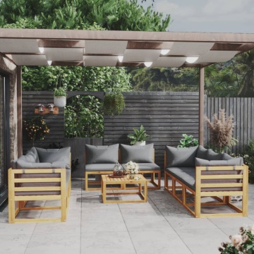 Set mobilier grădină cu perne, 9 piese, lemn masiv acacia - Img 1