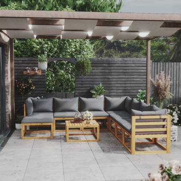 Set mobilier grădină cu perne, 9 piese, lemn masiv de acacia - Img 1