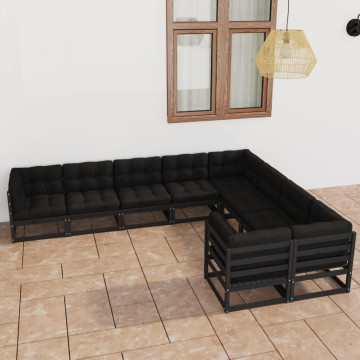 Set mobilier grădină cu perne, 9 piese, lemn masiv de pin - Img 1