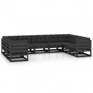 Set mobilier grădină cu perne, 9 piese, lemn masiv de pin - Img 2
