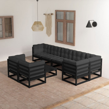 Set mobilier grădină cu perne, 9 piese, lemn masiv pin - Img 1