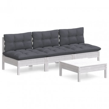 Set mobilier grădină cu perne antracit, 4 piese, lemn de pin - Img 2
