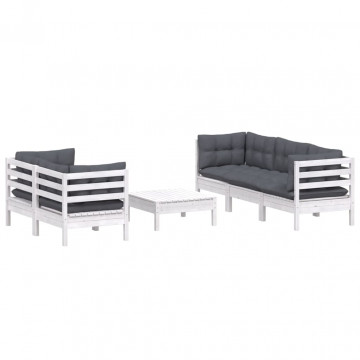 Set mobilier grădină cu perne antracit, 6 piese, lemn masiv pin - Img 3