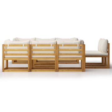 Set mobilier grădină cu perne crem, 9 piese, lemn masiv acacia - Img 3