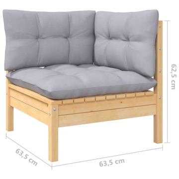 Set mobilier grădină cu perne gri, 5 piese, lemn masiv de pin - Img 7