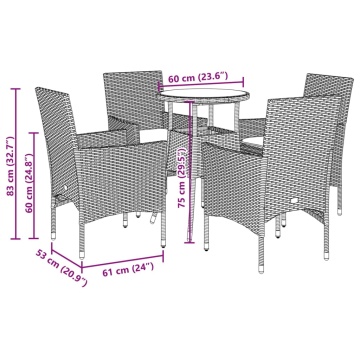 Set mobilier grădină perne 5 piese negru poliratan/lemn acacia - Img 6