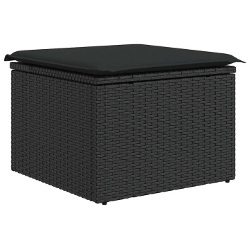 Set mobilier grădină perne 8 piese negru, poliratan/lemn acacia - Img 5