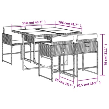 Set mobilier pentru grădină, 5 piese, cu perne, bej, poliratan - Img 5