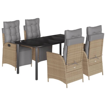 Set mobilier pentru grădină, 5 piese, cu perne, bej, poliratan - Img 2