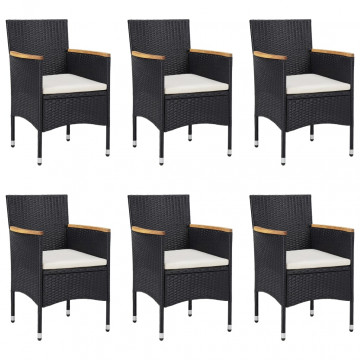 Set mobilier pentru grădină, 7 piese, negru, poliratan - Img 3