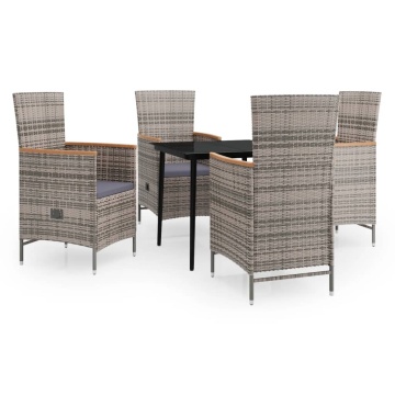 Set mobilier pentru grădină cu perne, 5 piese, gri - Img 2