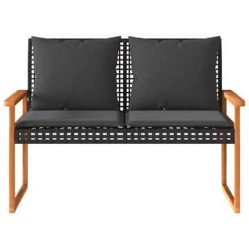 Set mobilier relaxare grădină 4 piese cu perne poliratan negru - Img 8