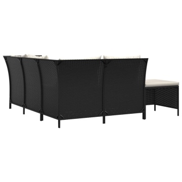 Set mobilier relaxare grădină 4 piese cu perne poliratan negru - Img 8