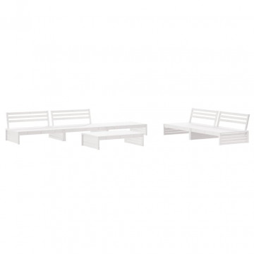 Set mobilier relaxare grădină&perne 6 piese alb lemn masiv pin - Img 3