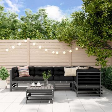 Set mobilier relaxare grădină&perne 6 piese gri lemn masiv pin - Img 1