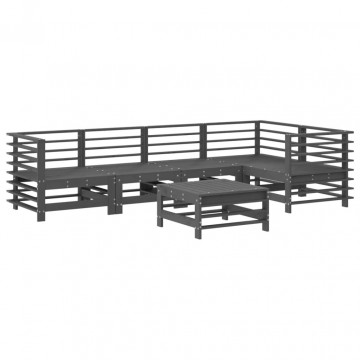 Set mobilier relaxare grădină&perne 6 piese gri lemn masiv pin - Img 3