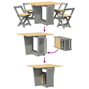 Set mobilier tip fluture Corona, pliabil 5 piese gri lemn pin - Img 5