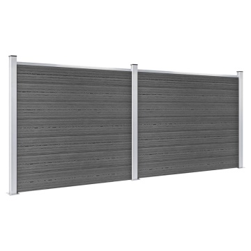 Set panouri gard, 353x146 cm, negru, WPC - Img 2