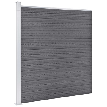 Set panouri gard, 4 pătrate + 1 oblic, gri, 792 x 186 cm, WPC - Img 2