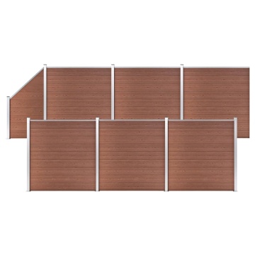 Set panouri gard, 6 pătrate + 1 oblic, maro, 1138x186 cm, WPC - Img 1