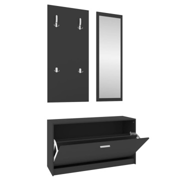Set pantofar 3 în 1, negru, lemn prelucrat - Img 2