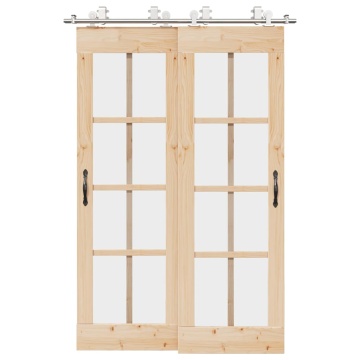 Set piese pentru ușă glisantă, argintiu, 183 cm oțel inoxidabil - Img 1