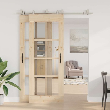 Set piese pentru ușă glisantă, argintiu, 183 cm oțel inoxidabil - Img 3