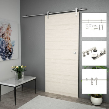 Set piese pentru ușă glisantă, argintiu, 183 cm oțel inoxidabil - Img 1
