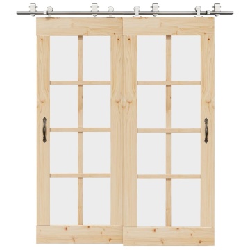 Set piese pentru ușă glisantă, argintiu, 200 cm oțel inoxidabil - Img 1