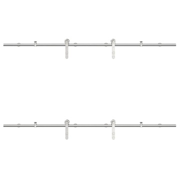 Set piese pentru ușă glisantă, argintiu, 200 cm oțel inoxidabil - Img 5
