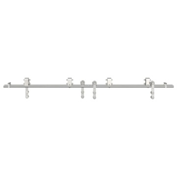Set piese pentru ușă glisantă, argintiu, 200 cm oțel inoxidabil - Img 8