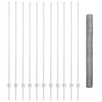 Set plasă hexagonală Set de 2 Oțel galvanizat 25 x 1.5 m Durabil - Img 2
