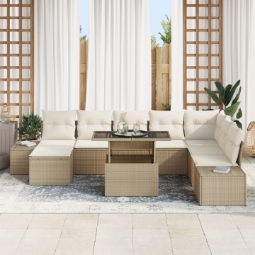 Set Sofa Gradina Set de 9 Bej Ratan Poli Sofa Coltar Gradina - Img 3