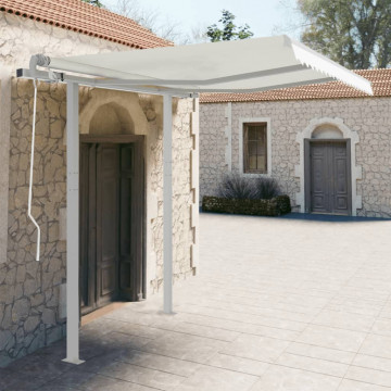 Set stâlp pentru copertină, alb, 300x245 cm, fier - Img 1