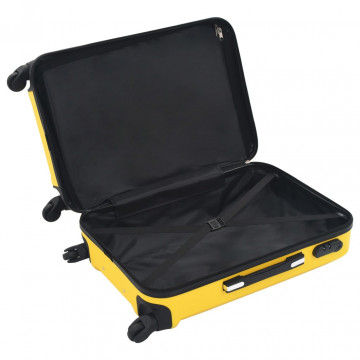 Set valize carcasă rigidă, 3 buc., galben, ABS - Img 4
