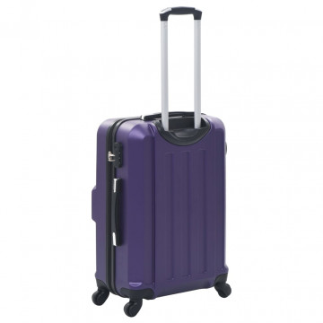 Set valize carcasă rigidă, 3 buc., mov, ABS - Img 3