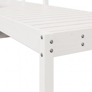 Șezlong, alb, 199,5x62x55 cm, lemn masiv de pin - Img 7