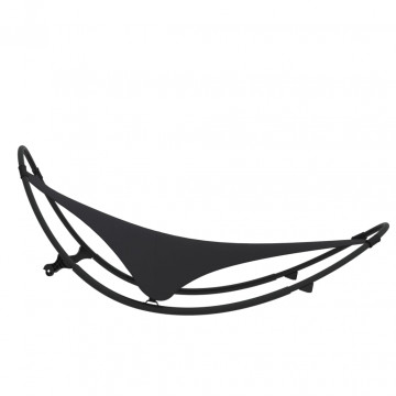 Șezlong balansoar cu roți din oțel și material textil, negru - Img 4