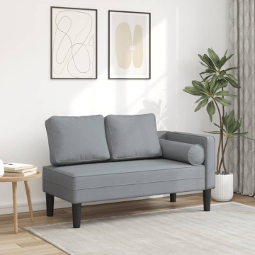 Șezlong cu perne, gri deschis, material textil - Img 1