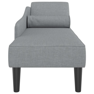Șezlong cu perne, gri deschis, material textil - Img 4